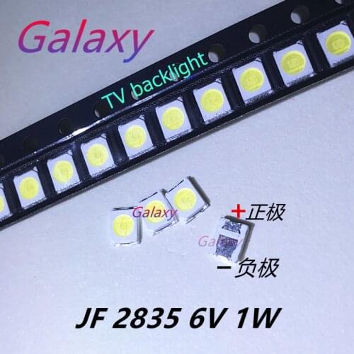 100pcs JUFEI LED Backlight Light Beads 1210 3528 2835 1W 6V 96LM Cool white LCD Backlight TV Light Beads 01.JT.2835BPWS2-C
