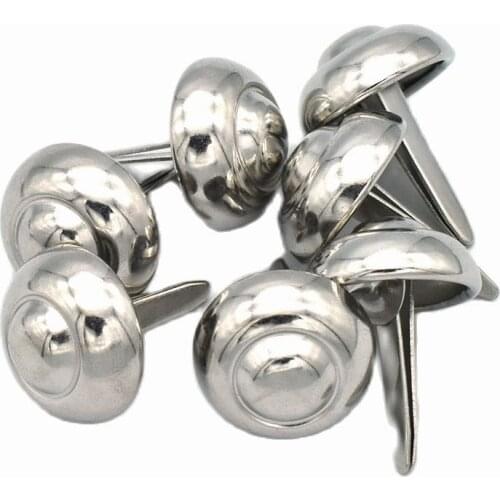 18mm Brads Spike Prong Studs Silver Purse Feet Round Dome Handbag Nailhead for Bag Belt Leather Craft Hardware Accessories 50pcs