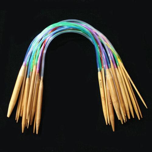 18pcs Multicolor Tube Circular Carbonized Bamboo Circular Knitting Needles 40cm - 120cm Crochet Hooks Set Sewing Tools