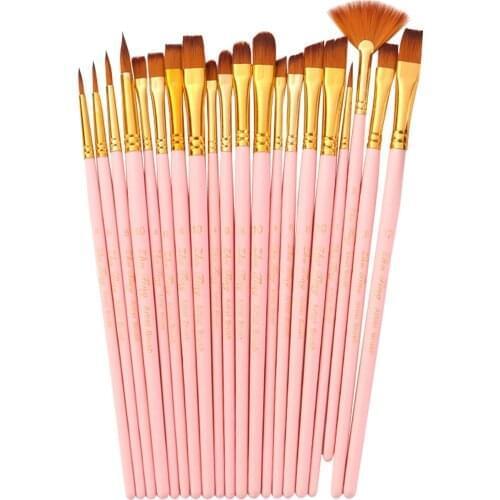 20pcs Draw Paint Brushes Set Kit Artist Paintbrush Multiple Mediums Brushes with Nylon Hair for Art Drawing Supplies for Painter