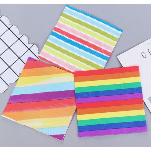 20Pcs/Pack Rainbow Table Paper Napkins Simple Colorful Striped Napkin Paper Tissues for Wedding Decor Party Supplies Wholesale