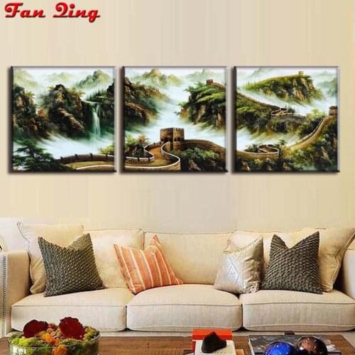 FANQING 5D Diamond Painting New Arrivals Great Wall Diamond Mosaic Scenery Cross Stitch Diamond Embroidery Sale Wall Decor