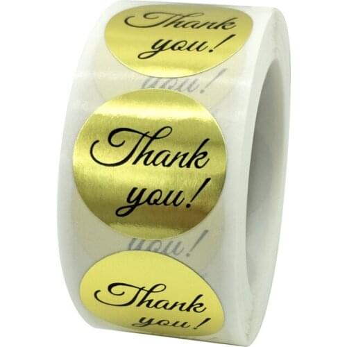 100-500 Pcs 1 inch , thank you golden round hand-made sealing label, baking gift card, party, gift wrapping sticker