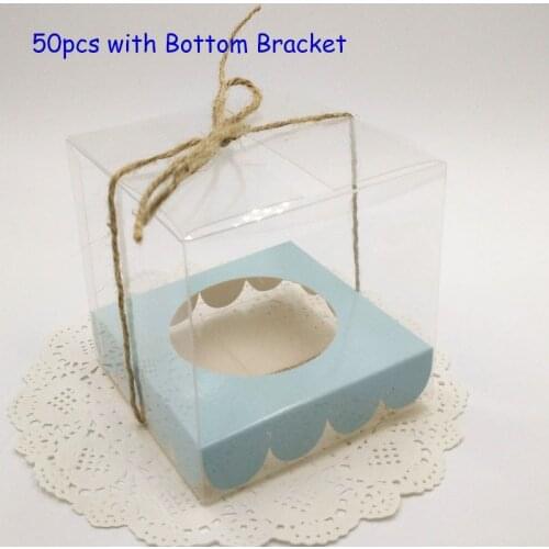 9x9x9 cm Clear PVC Cupcake Box Candy Box Transparent Packing Gift Box with Bottom Bracket for Food Toys Weddding Party Supplies