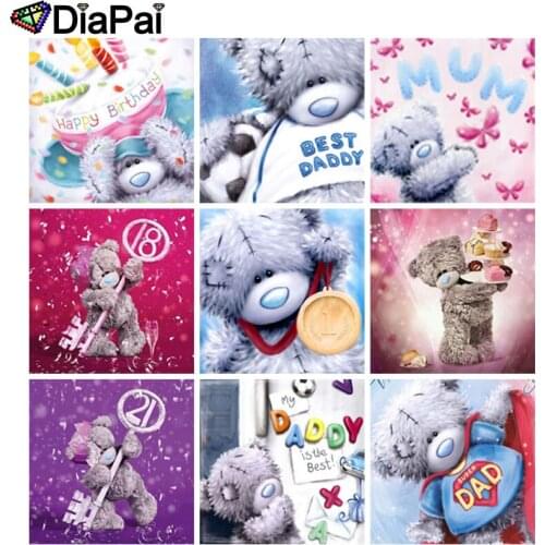 DIAPAI 5D DIY Diamond Painting Full Square/Round Drill "Cartoon bear flower" 3D Embroidery Cross Stitch 5D Decor Gift