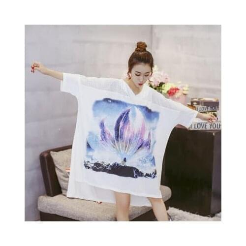 Big yards Free Shipping 2016 New summer style Cotton loose Nightgown Nightdress pijama Ladies Sleepwear Women nightwear AE3