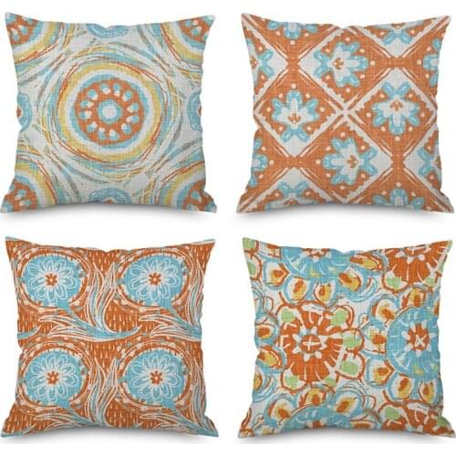 Floral Pattern Cushion Cover Flower Print Decorative Pillows Cover For Home Sofa Fall Decor Pillowcases 45X45cm