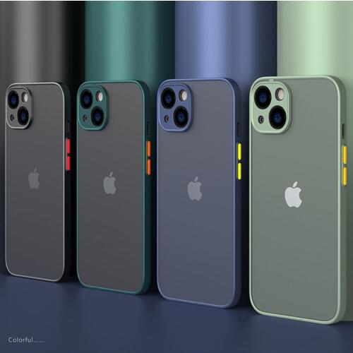 N1986N Phone Case For iPhone 12 11 Pro X XR XS Max 7 8 Plus 6 6s SE 2 12 Mini Contrast Color Frame Matte Hard PC Protective Case