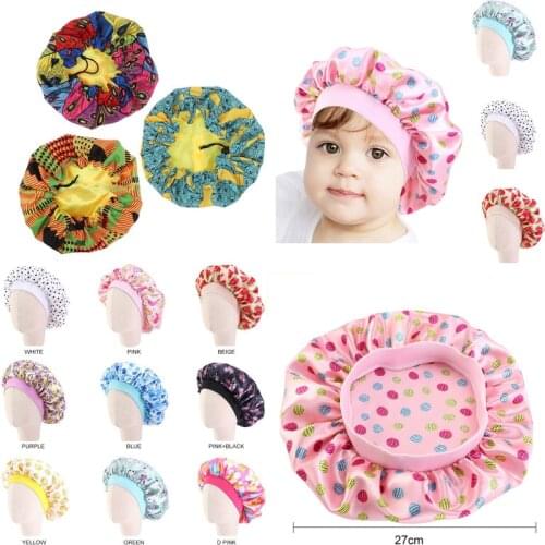 Baby Silky Satin Bonnet Sleep Cap Children Girl Night Turban Children Solid Headwear Cute Headwrap Hat Fashion Hair Wear