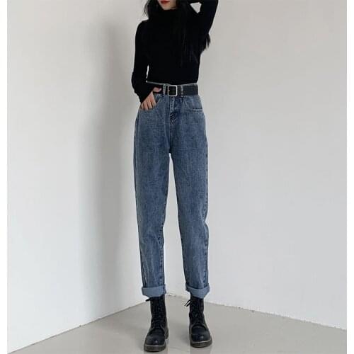 New high waist womens fashion jeans woman harem pants streetwear girls women straight trousers female jean denim mom jeans