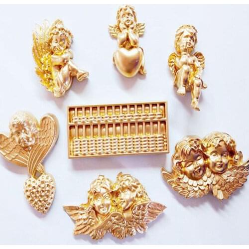 European Cute Angel Golden Abacus Jane Angel Stereo Refrigerator Stick Magnetic Decoration Refrigerator Fridge Magnet Sticker