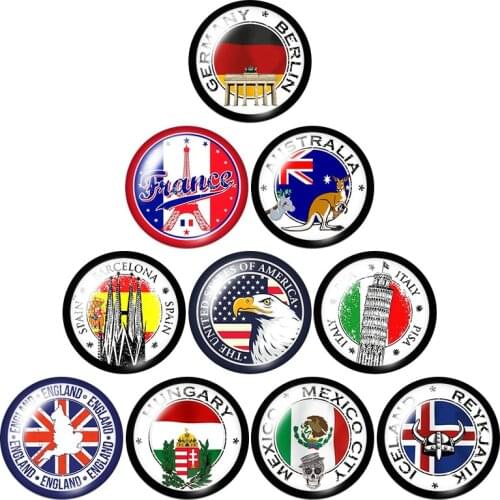 National symbol Flag and bulidings Europe USA 12mm/16mm/18mm/25mm Round photo glass cabochon demo flat back Making Findings