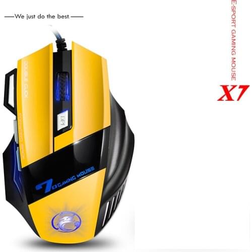 New X7 Double Click 7 Buttons USB Wired Optical Computer Game Mouse Respiratory LED Backlight Gaming Mice
