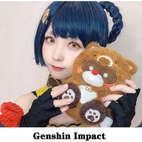 Game Genshin Impact Cosplay Props Doll Project Xiang Ling Gouba Raccoon Plush Pillow Kids Toys Holiday Gifts Anime Accessories