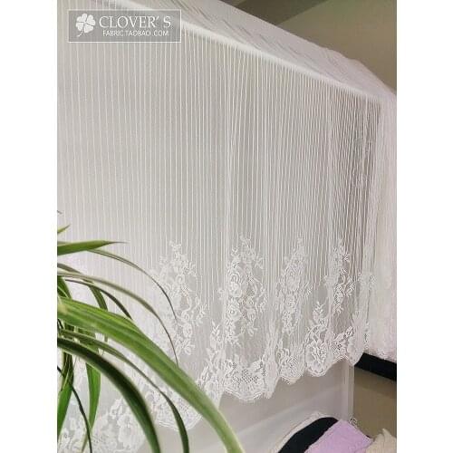Exquisite white eyelash lace cloth fabric 150cm dress hollow out skirts curtain wedding dress DIY clothes accessories