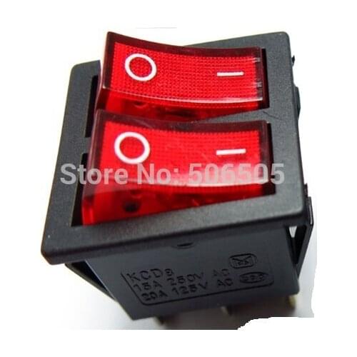KCD8 Rocker switch belt light two gang switch double switch 5pcs/lot