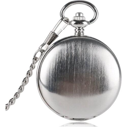 Classic Silver Pocket Watch Smooth Hand-winding Mechanical Double Hunter Pendant Watches Neckalce Chain Accessory relogio Montre