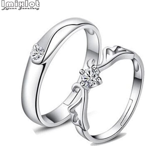 1PC Silver Color Her and His Promise Rings Men Women Lover Couple Rings Set Friendship Engagement Wedding Open Rings Jewelry