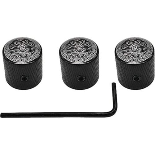 3pcs Black Electric Guitar Metal Dome Knobs Volume Tone Control Switches Potentiometer Caps +Wrench