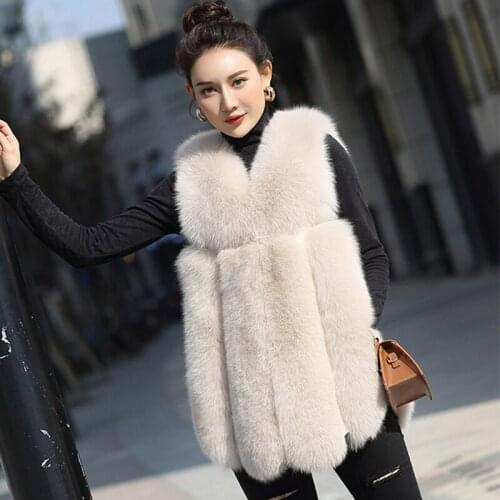 Savabien Fashion Furry Faux Fur Coats Women Faux Fur Vest 2019 Winter Korean Slim Fake Fur Jacket Plus Size Female Streetwear