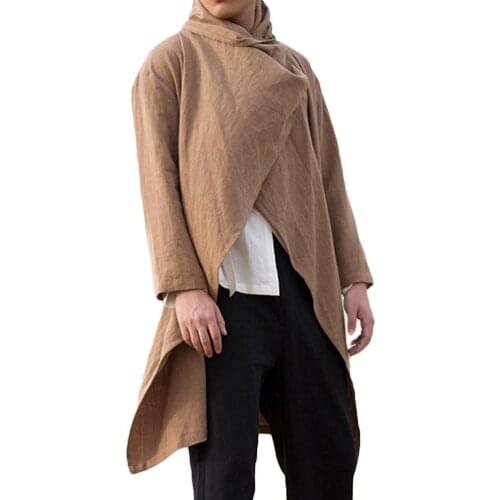 Men Coats Spring Summer Gothic Punk Long Sleeve Cape Ruffle Shawl Midi Cardigan Coat Mens Clothing 2021 куртка мужская весна