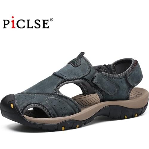 Large Size Genuine Leather Men Sandals Classic Men Beach Sandals Summer Shoes for Beach Outdoor Sandals Walking shoes male