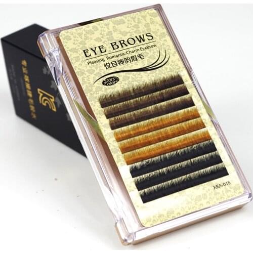 0.10 mm J Curl Individual Mix Color False Mink Eyebrow Extensions Permanent Eyebrow