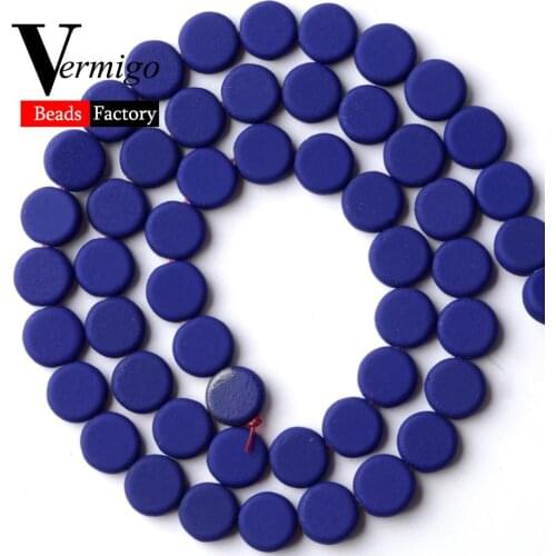 Natural Blue Nanotech Rubber Hematite Round Pie Beads For Jewelry Making 8mm 53pcs Spacer Beads Diy Bracelets Accessories 15"