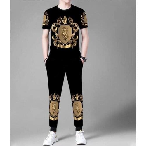 2021 New Versatile T-shirt Spring And Summer Trend Casual Short Sleeve Sweat Suit Set For Leisure Cool Mens Wear Tracksuit Men