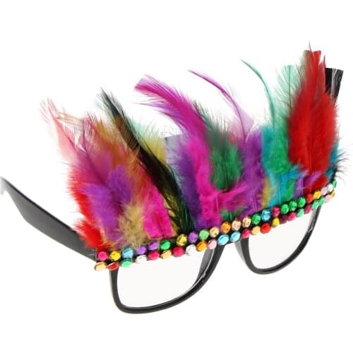 Novelty Colorful Feather Crystal Sunglasses Party Glasses Ornaments Holiday