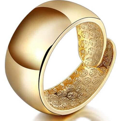 Simple 10MM Wide Gold Color Plain Ring for Men/Women Anniversary Gift