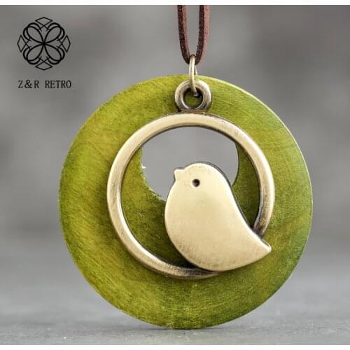 Bird Neck Necklaces Round Handmade Pendant Necklaces Female Statement Necklaces Clothes Sweater Accessories Best Gift For Friend