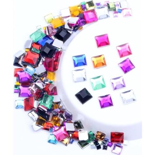 Flatback Nail Rhinestones Square Design 2 4 6MM And Mixed sizes 4g Acrylic Crystal Strass Beads For Crafts Nail Art Accessories