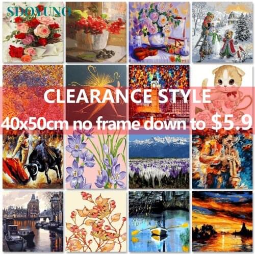 SDOYUNO Clearance style Paint By Numbers For Adult Scenery DIY Oil Painting By Numbers On Canvas 60x75cm Frame Number Painting