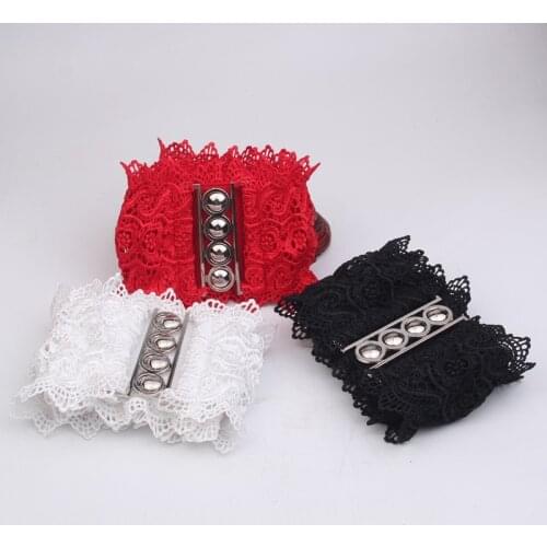 Luxury Fashion New Dress Decoration Wide Girdle Belts for Women Skirt Lace Elastic Sash Female Belt Wide 11cm Black White Red