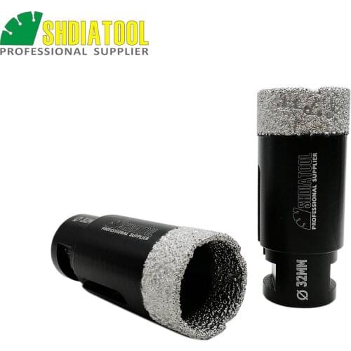 SHDIATOOL 2pcs M14 Thread Dia 32mm Vacuum Brazed Diamond Dry Drilling Core Bits Porcelain Tile Granite Marble Stone Hole Saw L75