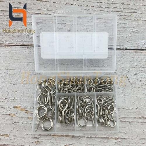100pcs/set Hooks Ring Screw Eyes Pin metal Sheep Eye self-tapping screws Hooks Eyelets Screw Threaded 2#---10