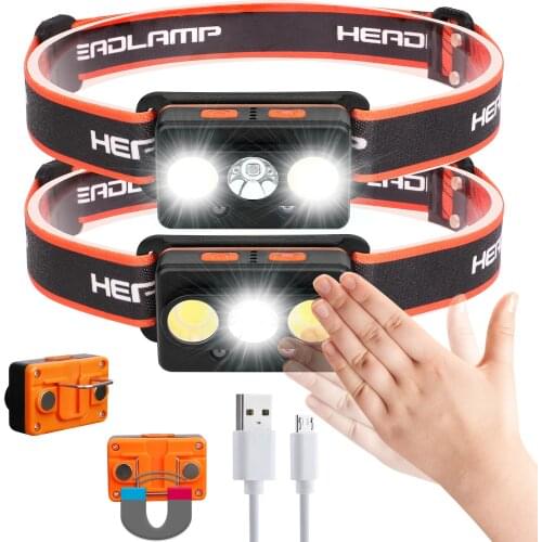 LED Headlamp USB Rechargeable Head Lamp 7 Mode Headlight Waterproof XPG COB Led Built-in Battery Working Light Camping Lamp