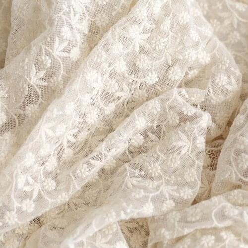 Yarn Fabric Small Daisy Embroidered mesh Lace Fabric Wedding Dress Fabric Accessories DIY Curtain Tablecloth Background Fabric