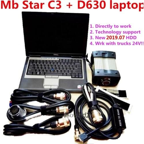 Top MB Star C3 With HDD Newest Software 2020.06 Best Chips mb star c3 diagnosis laptop D630 4GB Work Cars Trucks 12V 24V