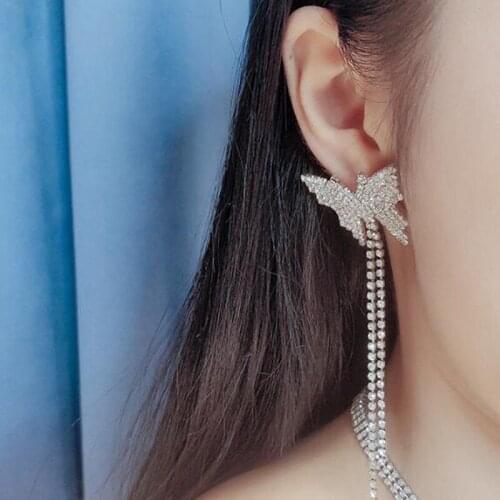 Drop Earrings for Women 2020 Fashion Rhinestone Long Tassel Earrings Stud Earrings Trendy Earrings Christmas Gifts pendientes