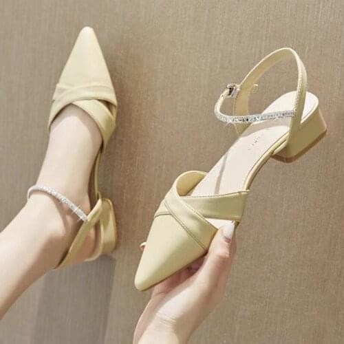 High Heel Sandal for Women 2021 Summer Suit Female Beige Shoes Closed Toe Med Espadrilles Platform High-heeled Black Block Comf