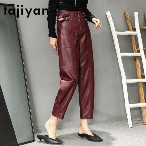 Women for Pants Genuine Sheepskin Trousers Woman High Waist Trousers Womens Cloth Harem Pants Pantalon Femme TN1286