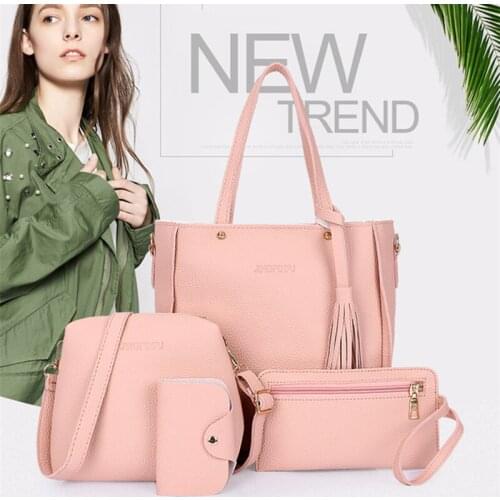 Women Top-Handle Bags Female Composite Bags Women Messenger Bags Handbag Set PU Leather Wallets Key Bag Set 9 Colors