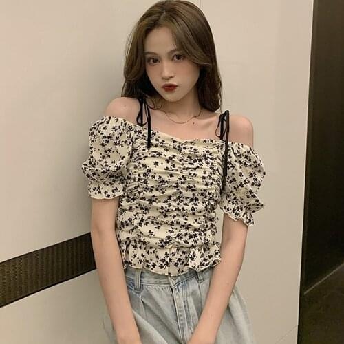 BETHQUENOY Haut Femme Sexy Woman Tops Summer Ladies Clothes 2021 Slash neck Shirts Women Printing Blouses Blusas Camisas Mujer