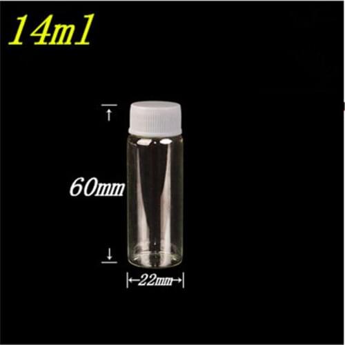 100 pcs 14 mm Screw Mouth Glass Bottles White Plastic Cap Empty Vials Creative DIY 22X60 mm 10 ml Jars Containers