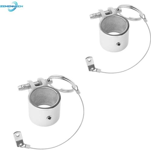 2PCS Stainless Steel Jaw Slide Clamp With Quick Release Pin Connecting Rope 1 inch 25mm Bimini Top Hinged Slide Fitting Hardware