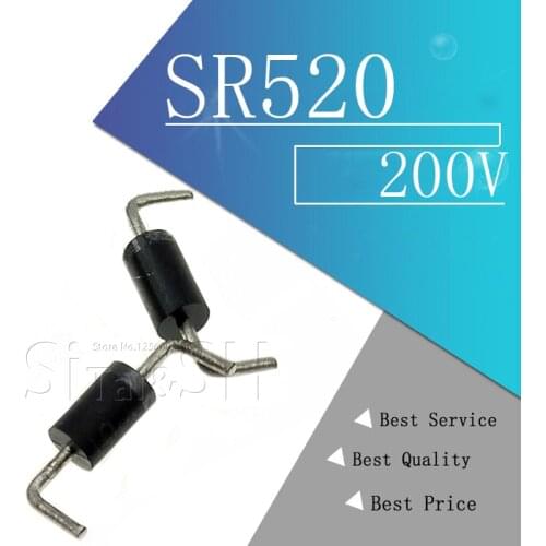 20PCS Diode SR520 can replace MBR5200 SB5200 SR5200 5A / 200V