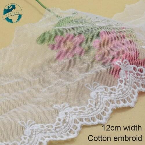 3yards 12cm wide Cotton embroid lace edge sewing ribbon guipure trim wedding lace DIY Garment Accessories french doll lace#3940