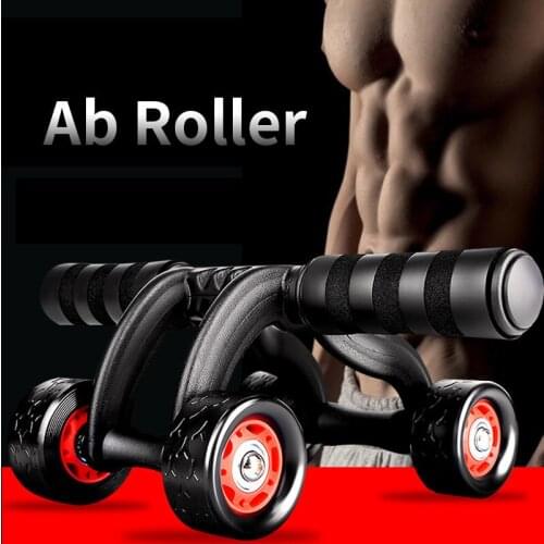 4-Wheel Abdominal Roller Gym Home Muscle Training Portable Equipment Abdominal Muscle Trainer Household Fitness Accessories